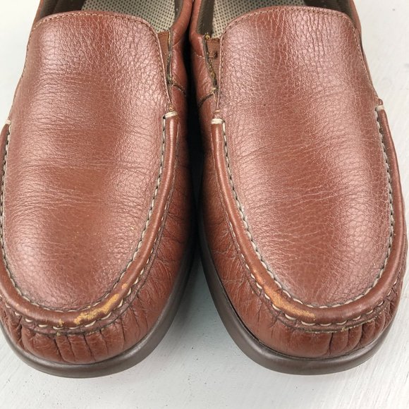 SAS Women's Size 9** Twin Mulch Brown Leather Slip On Closed Moc Toe Loafers - Picture 7 of 11